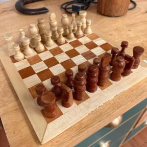 Modern Wood Chess Board at Wood-Be-Nice in Kapani Kanengo Shopping Centre, Lilongwe, Malawi